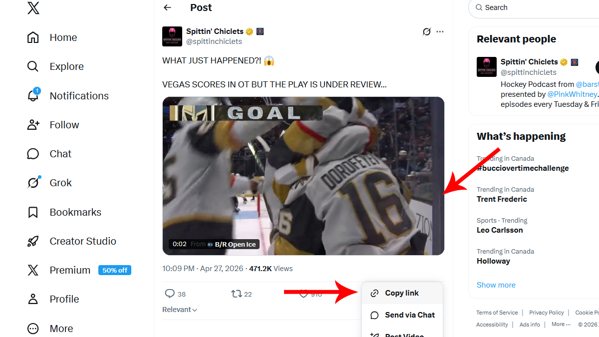 Copy the Tweet Link