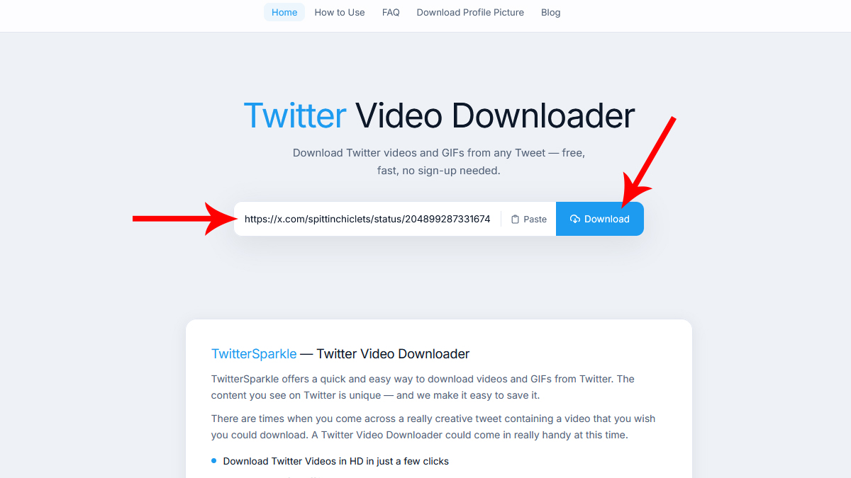 Paste the Tweet Link
